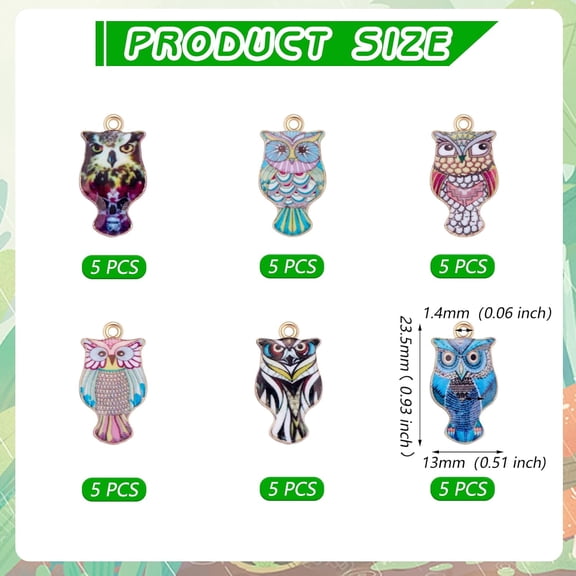 1 box 36 Pieces Owl Enamel Charm Pendant Metal Owl Charm Alloy Enamel Pendants for Jewelry Necklace Earring Making Crafts