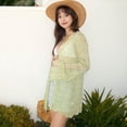 thumbnail image 3 of Women's Crochet Cardigan Casual Lightweight Long Sleeve Open Front Cardigans- Small ,Green, 3 of 6