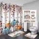 thumbnail image 1 of Juego de 4 cortinas de ducha de otoño con alfombras, cortina de ducha de tela blanca impermeable, cosecha de otoño, calabaza azul, naranja, acuarela, hojas de eucalipto, bayas botánicas, decoración, 1 of 7