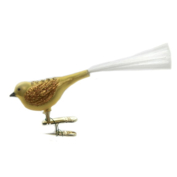 Old World Christmas Fat Glitter Bird - One Ornament 1.5 Inch, Glass - Clip-On Ornament Spring 18004 Yellow