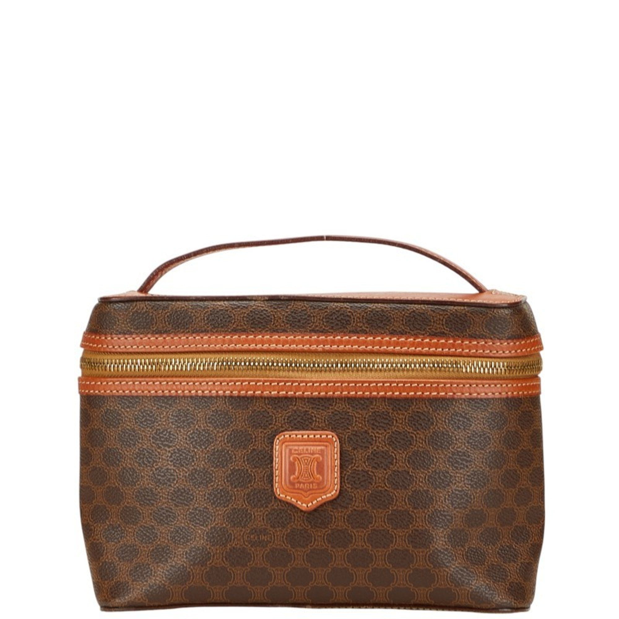 Pre-Owned Celine Macadam Vanity Bag Handbag Pouch Brown PVC