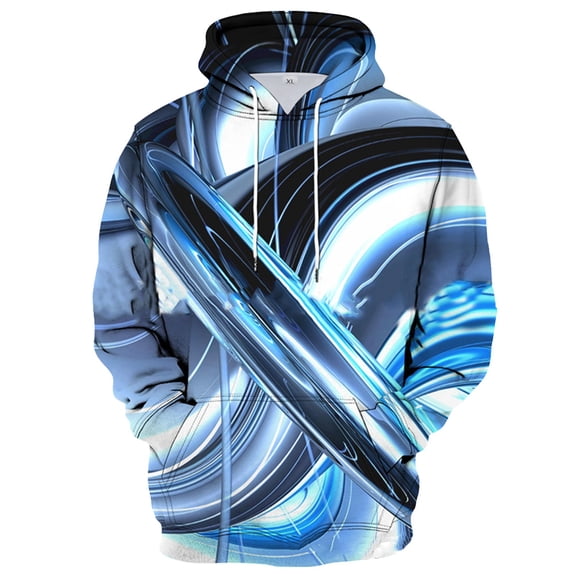 Hoodie for Men Loose Fit Outdoor Sweatshirt Men Long Sleeve Pullover with Pockets Blue L