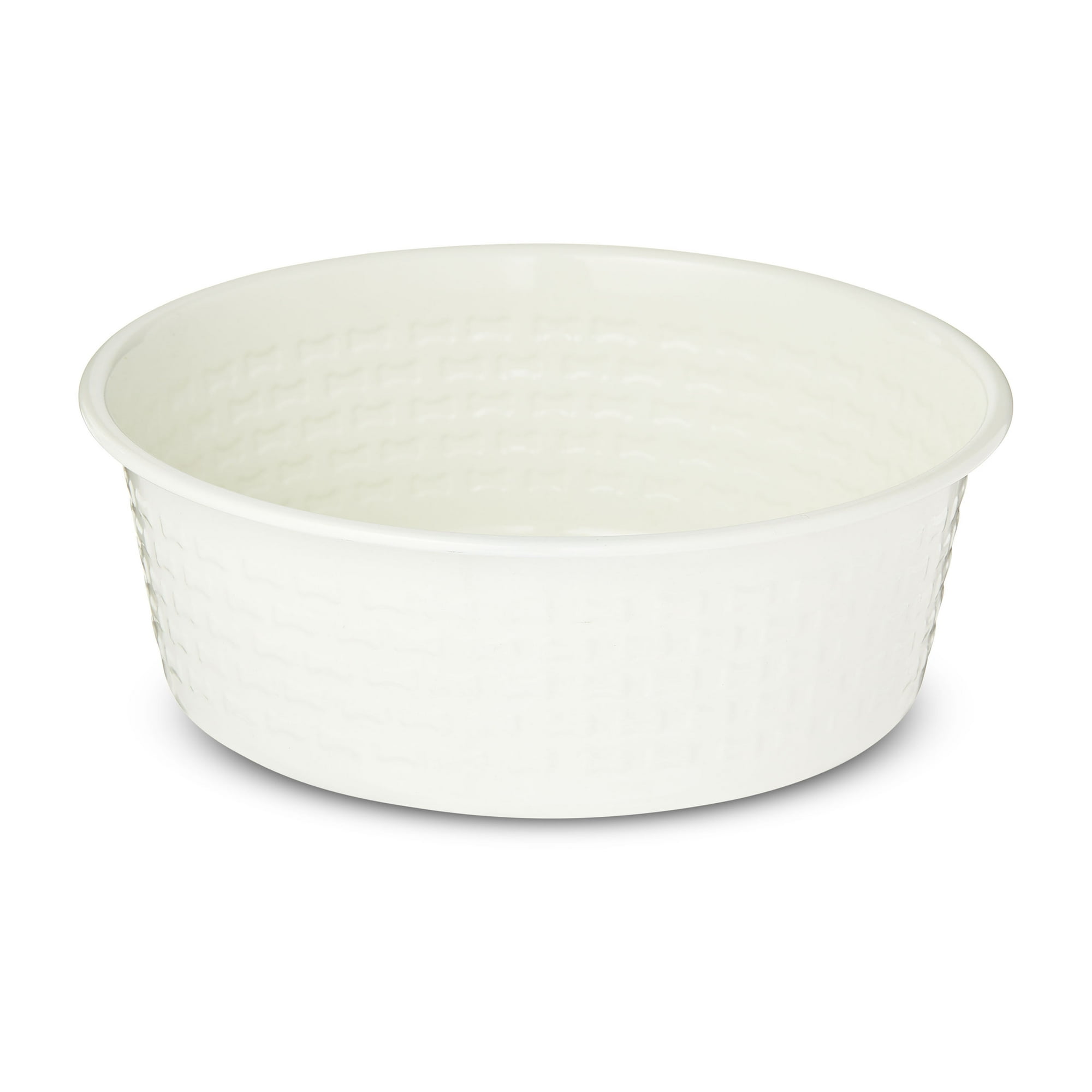 Vibrant Life Large Pet Bowl, 7.5-Cup Stainless Steel Bone Textured, White