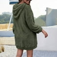 thumbnail image 3 of Liquidation d'Hiver!Robe d'Été Fluide, Robe à Capuche Décontractée pour Femme à Manches Longues avec Poche, Chandail à Capuchon, Robe Chandail, Robe Unie Vert Armée m, 3 of 7
