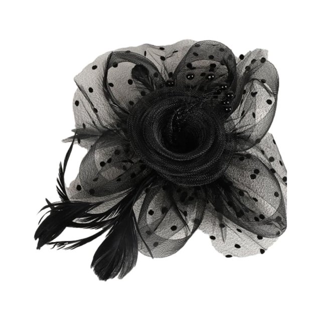 Guardurnaity Tocado de diadema de plumas de flores con clip de plumas de malla de flores, ligero y fácil de llevar mezclado Accesorio para el cabello negro