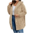 thumbnail image 5 of Fall Outfits for Women 2025 Cardigan Sweaters for Women Solid Winter Faux Coats Long Sleeve Hoddede Pockets Fleece Jacket Casual Trendy Outerwear, 5 of 8