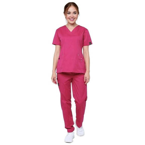 Women's 11 Pocket Stretch Slim Fit Uniform Scrubs - Style ST408