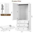 thumbnail image 2 of Soonbuy Wardrobe Closet with Drawers, 69.5" Wooden Wardrobe Cabinet with Hanging Rod, 2 Doors Clothing Storage Cabinet for Bedroom, Large Capacity Storage, Louvered Door, 2 of 9