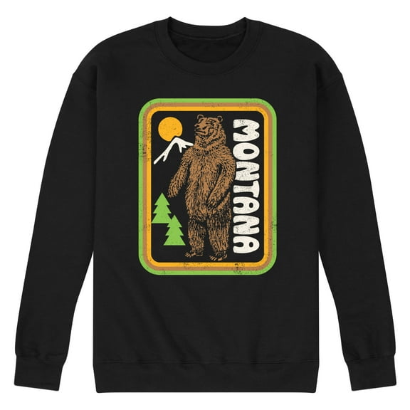 Instant Message - Montana Bear Badge  - Men's Crew Neck Fleece Pullover