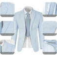 thumbnail image 2 of Lycody 2 piece Men Seersucker Suit Formal Slim Fit Suits for Summer Beach Wedding Grooms Blazer Pants Party Suit Sets, 2 of 6