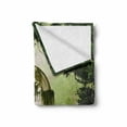 thumbnail image 2 of Antique Soft Flannel Fleece Throw Blanket, Old Aged Fantasy Gate in Forest Medieval Gothic Greenery Digital Art, Cozy Plush for Indoor and Outdoor Use, 50" x 70", Green Pale Green, by Ambesonne, 2 of 6