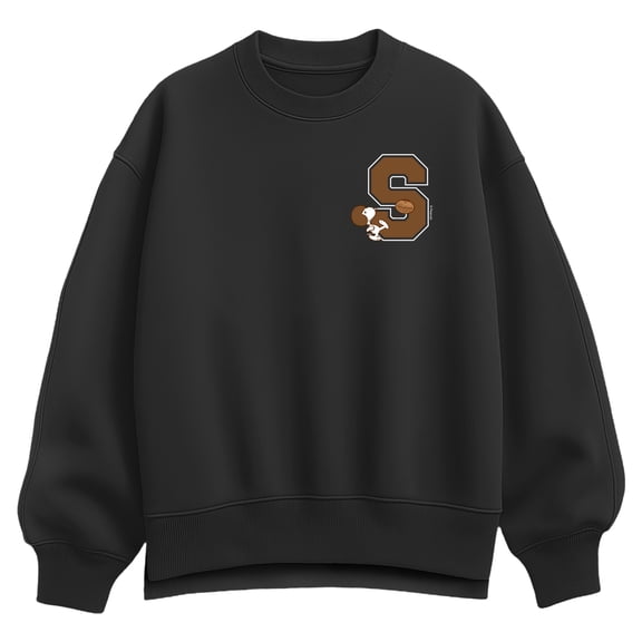 Peanuts - Snoopy School Football - Women's Oversized Fleece Crew Sweatshirt