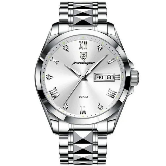 Poedagar top brand luxury fashion green dial watch men waterproof luminous week date clock sport watches mens quartz wristwatch