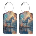 Lukts Forest Lake White Horse Pattern Luggage Tags for Suitcases