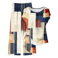 thumbnail image 4 of Naotn Women Two Piece Graphic Print Sets Summer Side Short Sleeve Knot Top Wide Leg Pants Matching Casual Set, 4 of 5
