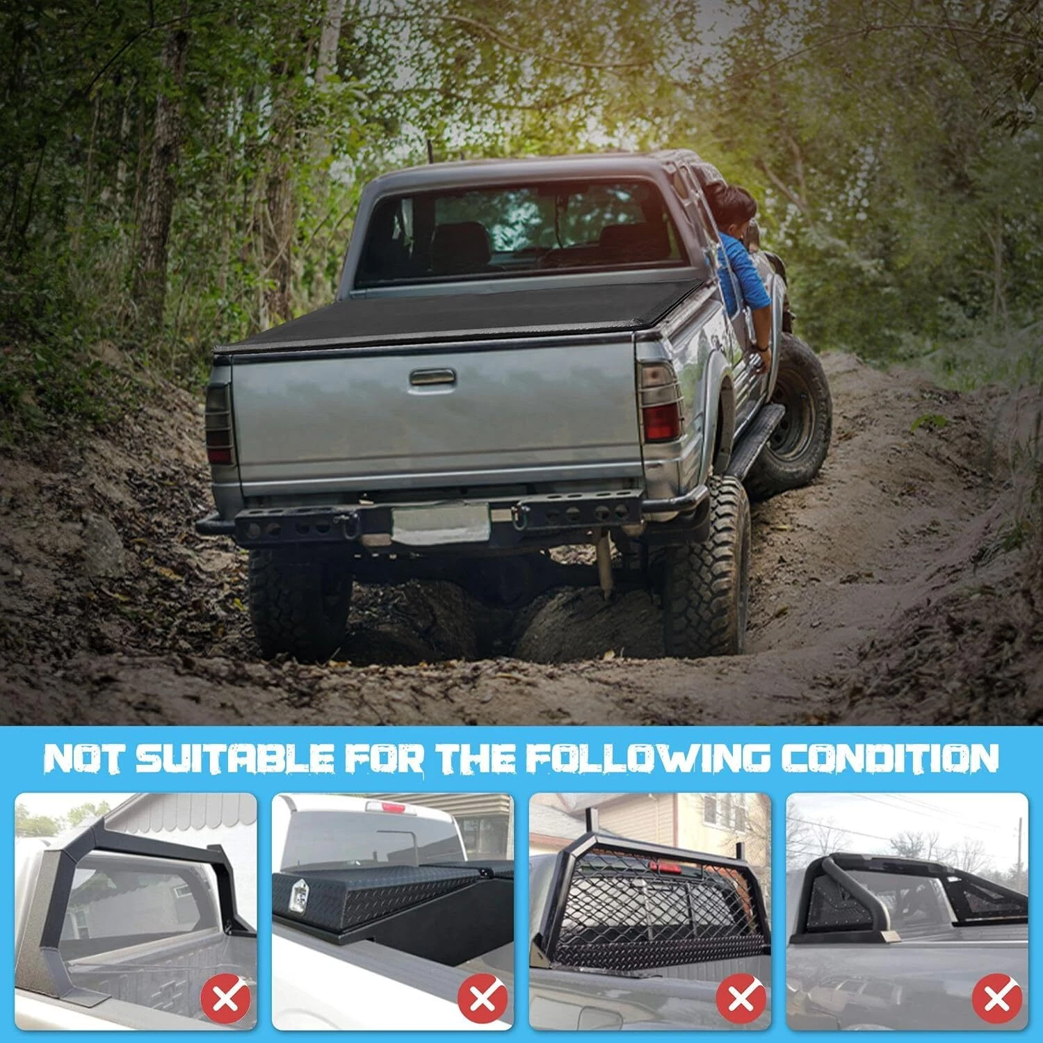 WHALEMOTOR Truck Bed Tonneau Cover for 2007-2026 Chevy Silverado & GMC Sierra 1500, 5.8ft Bed Soft Tri Fold Vinyl Top Alloy Steel Cover,NO CarbonPro Bed