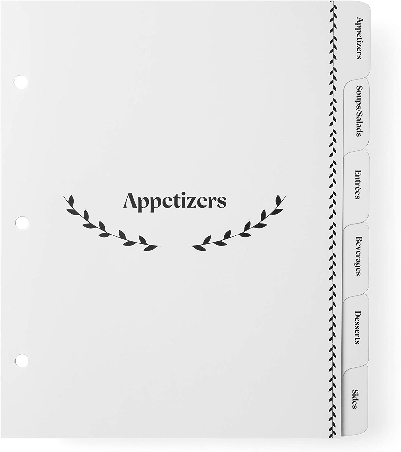 Jot & Mark Recipe Binder Dividers with Printed Tabs Six Organizer