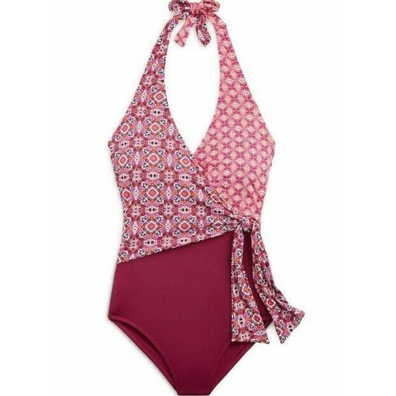 Ralph Lauren Tile Print Asymmetrical Tie One Piece Swimsuit wap bathing suit 10