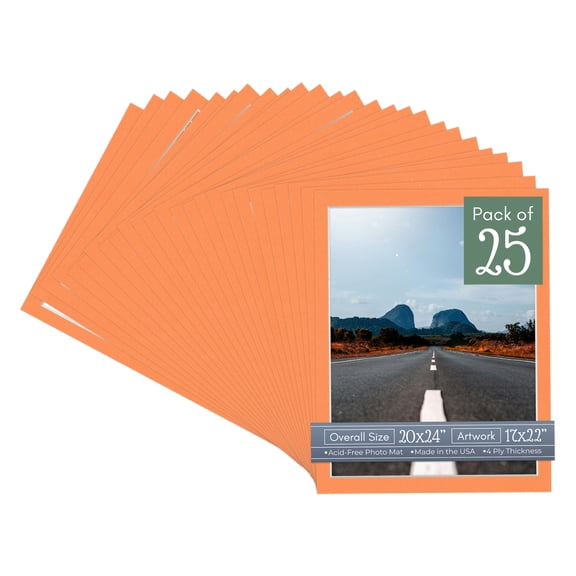 Orange Picture Frame Mat for 20x24 Frames - Fits 17x22 Photos - 25 Mats