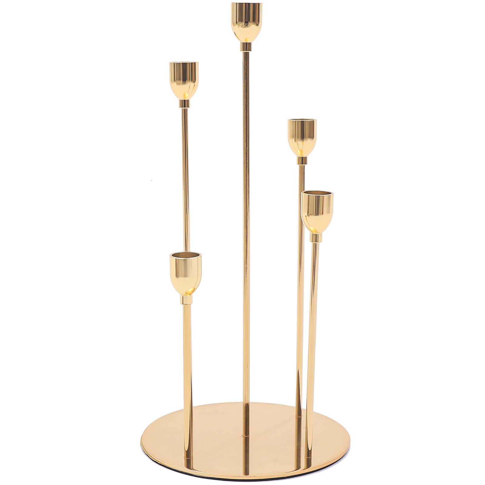ANQIDI Gold Candle Holders 5 Arms Metal Taper Candlestick Holder w/7