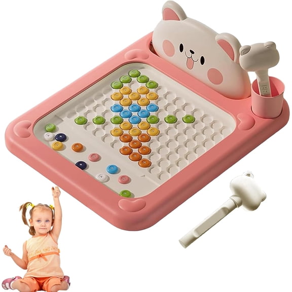 Cartoon Magnetic Drawing Board – Shiba & Bear Dot Art, Magnet Drawings Tablet with Pen Draw Educational Creative Boards for Travel & Home