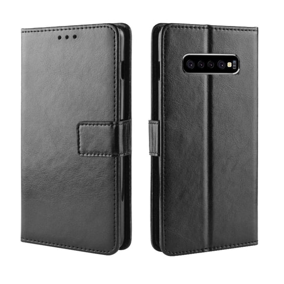 Funda tipo libro para Samsung Galaxy S10 Plus, cartera todo‑en‑uno, funda multifuncional con tarjetero y correa de muñeca desmontable