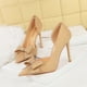 thumbnail image 3 of Zapatos de boda para mujer, para banquetes, de tacón alto, sencillos, con tacones finos, boca baja, diamantes de imitación, punta puntiaguda, con agujeros laterales y lazo, 3 of 5