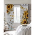 thumbnail image 2 of Farmhouse Sunflower Blackout Curtains 96 Inch Length 2 Panels Set, Vintage Daisy Butterflies Gray Wood Full Shading Curtains for Windows, Blackout Curtains for Bedroom Living Room 52"x96", 2 of 8