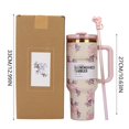 thumbnail image 3 of LILELIS New Stainless Steel Double Layer Cup 40Oz Car Cup Ice Cup with Handle 40Oz Outdoor Drinking Drinking Cup Cup Pink 33X15cm, 3 of 4