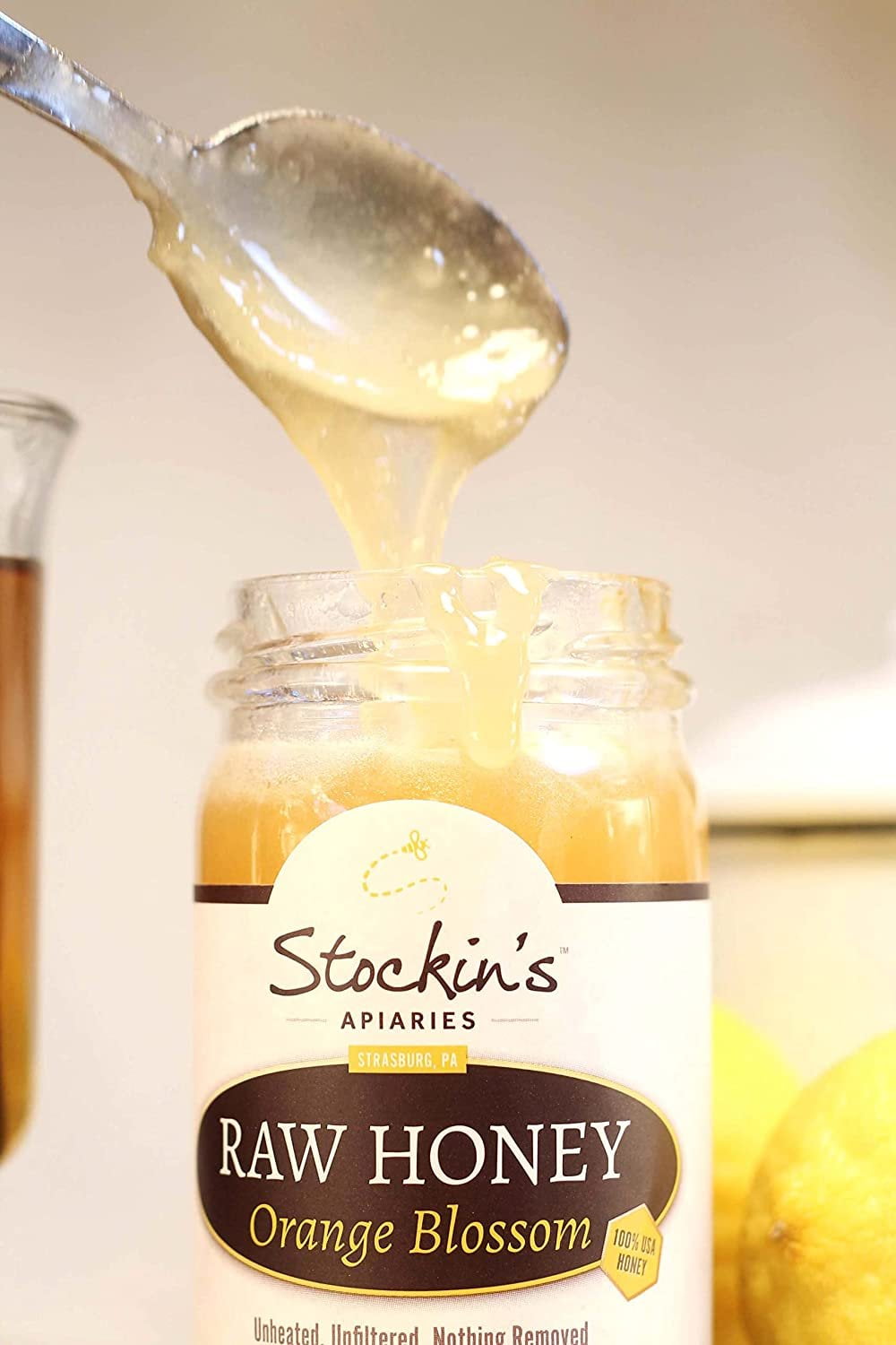 Stockin's Apiaries Raw Orange Blossom Honey, Unheated, Unfiltered, & Nutritious, 10 Oz.