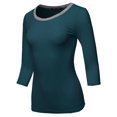 thumbnail image 1 of FashionOutfit Women's Casual Comfortable Soft Stretch Contrast Binding 3/4 sleeve Crew Neck Top, 1 of 1