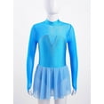 thumbnail image 3 of Miutii Kids Girls Mesh Splice Figure Ice Skating Dress Gymnastics Ballet Dance Leotard Competition Costume Tutu Skirt Blue 10, 3 of 7