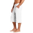 thumbnail image 4 of Nokdvo Mens Capri Pants Drawstring Elastic Waist Pants Pockets Below Knee Joggers Wide Leg Stretch Workout Athletic Casual Loose Fit Summer Tapered Trousers,White 3XL, 4 of 6