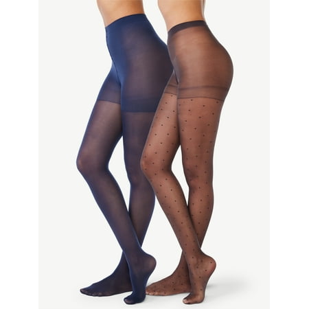 

Joyspun Women s High Waist Dot and Opaque Sheer Tights 2-Pack Sizes S to 2X