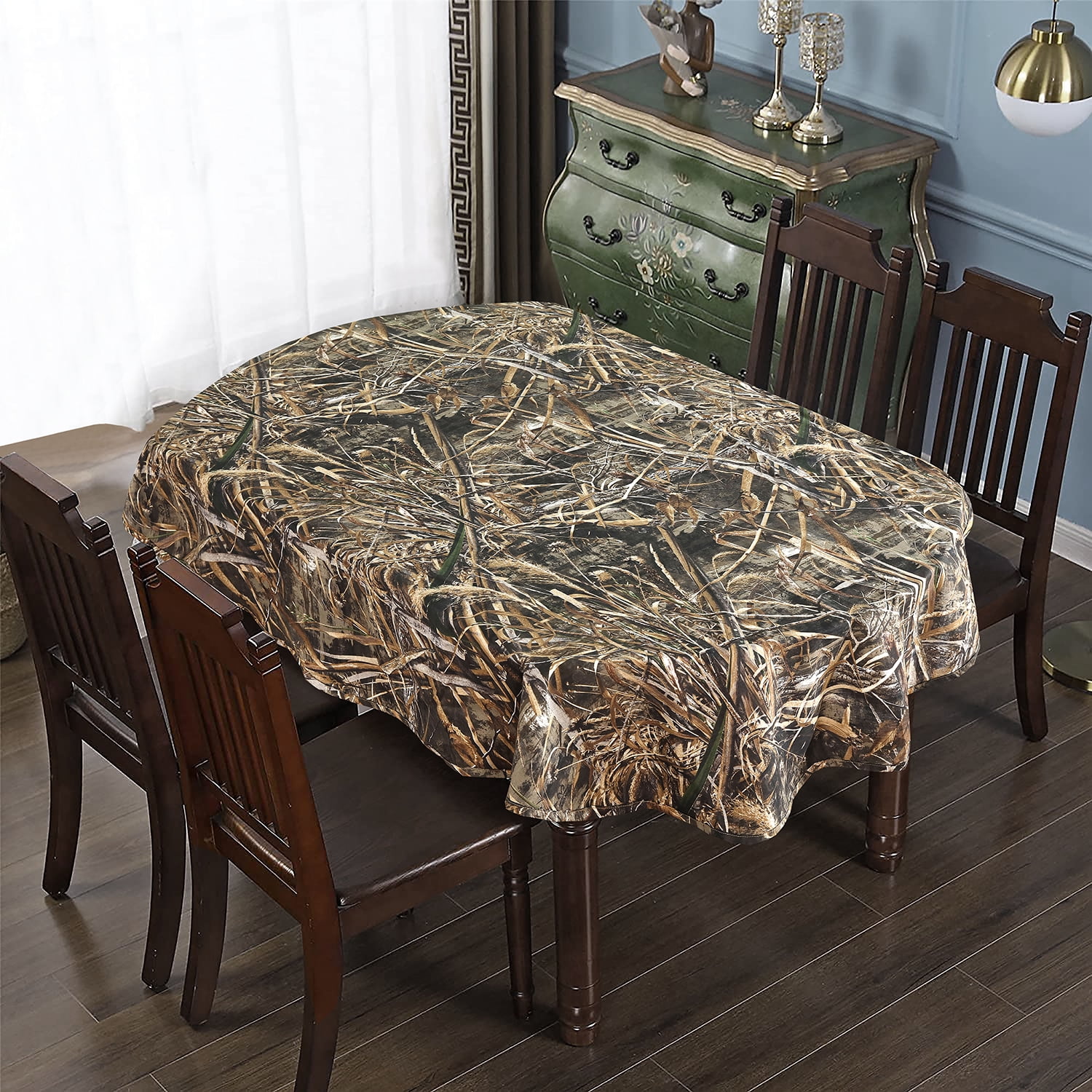 Realtree Max 5 Camo Oval Tablecloth 60 x 84 Inch Washable