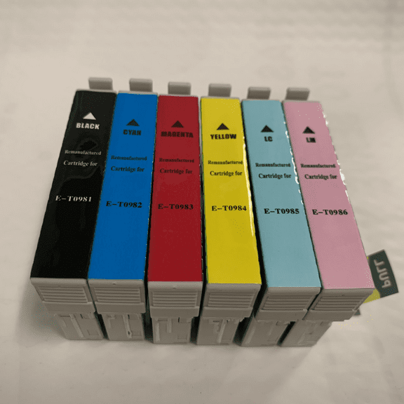 6 Pack High-Yield Black Cyan Magenta Yellow Photo-Cyan Photo-Magenta Ink Cartridge For Epson 98 & 99 T0981 - T0986 Compatible with Epson Artisan 700 710 725 730 800 810 835 837