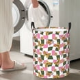 thumbnail image 5 of Fotbe Abstract Pink Plaid Butterfly Pattern Laundry Basket with Handles, Waterproof Large Laundry Hamper, Wash Bag for Corner Dorm, Rolling Laundry Basket with Handles-Small, 5 of 6