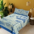 thumbnail image 3 of Ambesonne Fishing Fitted & Top Sheet Set with Shams, Whale Wheel Sketch, Eggshell Blue, 3 of 7