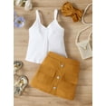 thumbnail image 2 of Bagilaanoe 3Pcs Toddler Baby Girls Skirt Set V-Neck Ribbed Sleeveless Tank Tops + Skirt + Headband 1T 2T 3T 4T 5T 6T Kids Summer Casual Outfits, 2 of 8