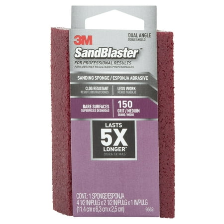 SandBlaster 9562 Dual Angled Sanding Sponge, 4-1/2 in L x 2-1/2 in W, 1 in T, Aluminum