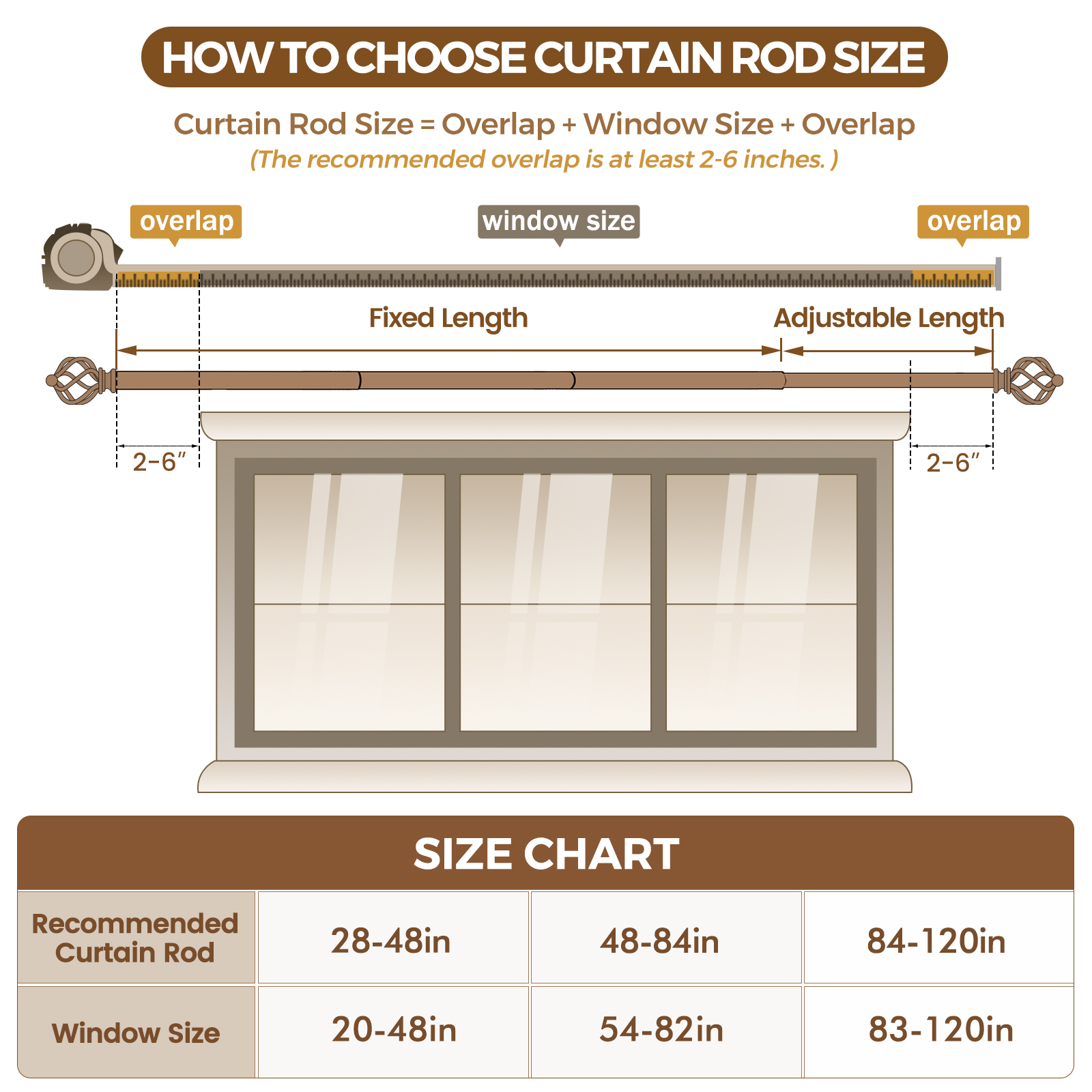 KAMANINA 7/8" Adjustable Curtain Rod, 28-48 Inches, Gold photo 8