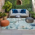 thumbnail image 2 of Coastal Turtle Outdoor Rug for Patio/Deck/Porch, Non-Slip Large Area Rug 3 x 5 Ft, Nautical Eucalyptus Leaves Coral Seaweed Indoor Outdoor Rugs Washable Area Rugs, Camping Rug Carpet Runner, 2 of 8