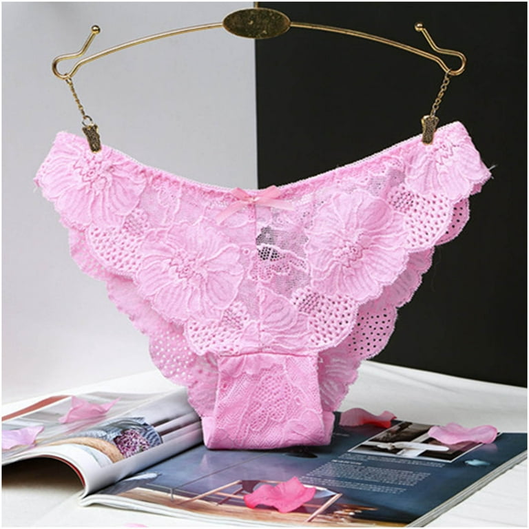HUPOM Plus Size Underwear For Women Girls Underwear Briefs Leisure Tie Drop  Waist Pink XL