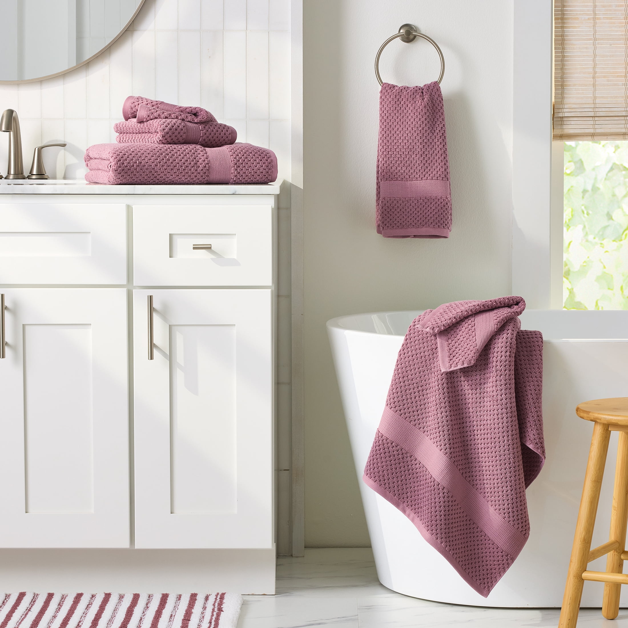 Better Homes & Gardens Signature Soft Popcorn Texture 6 Piece Towel Set,Violet Gem