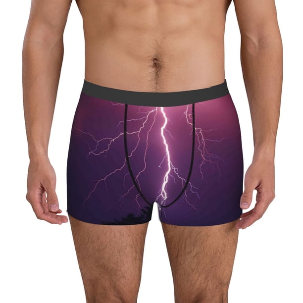 Balery Thunderstorm Violet Purple Calzoncillos bóxer para hombre, ropa interior de algodón suave y transpirable con cinturilla de nailon-Small