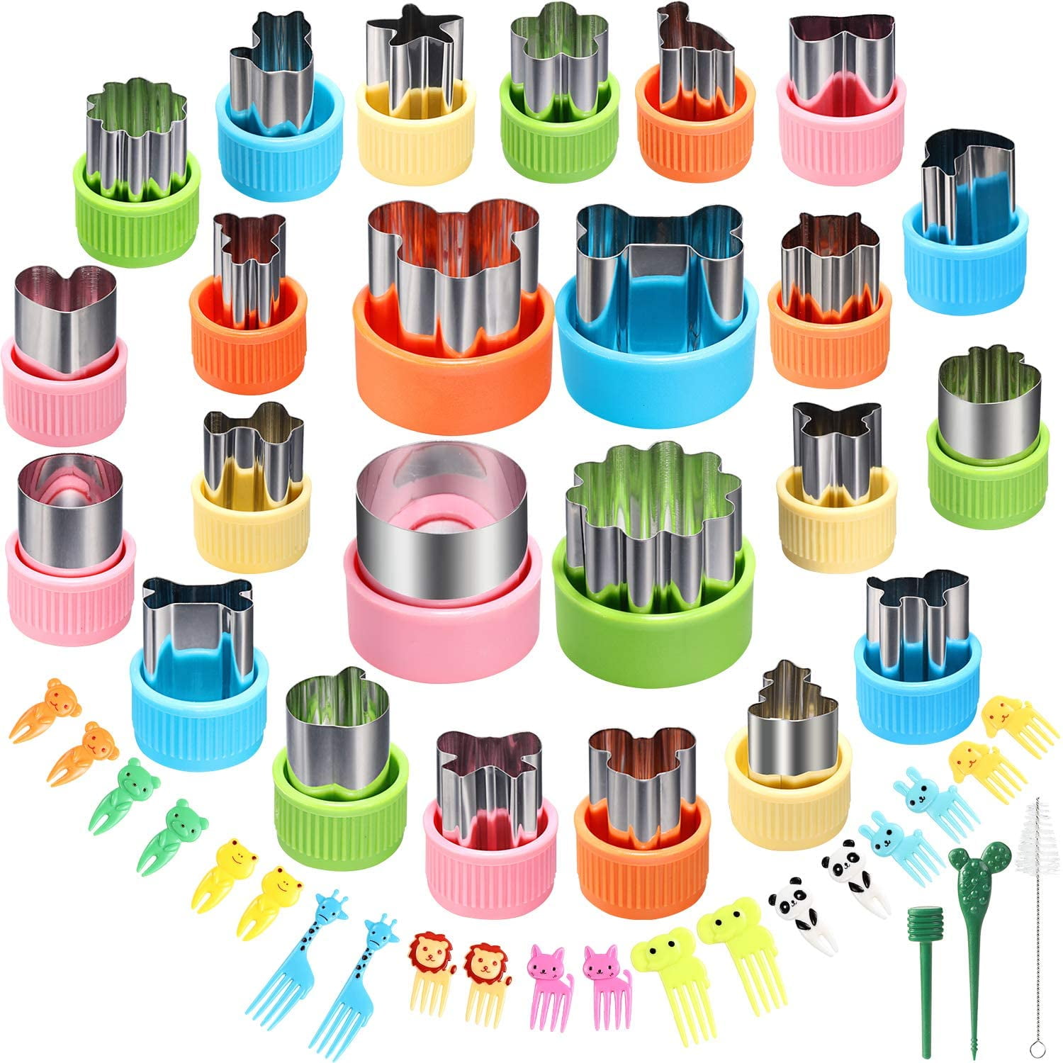 24 pcs Vegetable Cutter Shapes Sets Cookie Cutters Fruit Stamps Mold