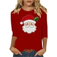 thumbnail image 2 of Gamivast Christmas Shirt for Women Plus Size Holiday 3/4 Length Sleeve Merry Christmas Shirt Santa Graphic Trendy Tee Tops Xmas Party Crew Neck Winter Fashion Pullover 3XL, 2 of 5