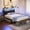 Rustic Brown, variant on Casacomoda Bed Frame Twin Size with Storage Headboard, Upholstered Platform Bed with Charging Station and LED Light, Heavy Duty Frame Support, No Box Spring Needed, Noise Free, Black