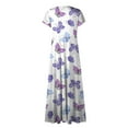 thumbnail image 5 of kytmyeq Women's Long Casual Dress Summer Short-Sleeve V-Neck Waist Retraction Printed Dress, 5 of 5