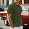 thumbnail image 5 of LTTVQM Men's Premium Ribbed Pattern Polo Shirt Short Sleeve Durable Tops Casual Knit Tees Long Lasting Clothing Army Green XL, 5 of 9